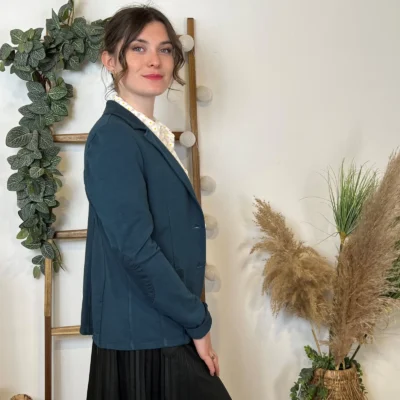 M424- Blazer coton uni (T36-T44) 🇮🇹 - bleu-canard - 40