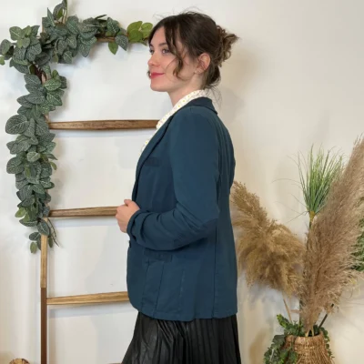 M424- Blazer coton uni (T36-T44) 🇮🇹 - bleu-canard - 40