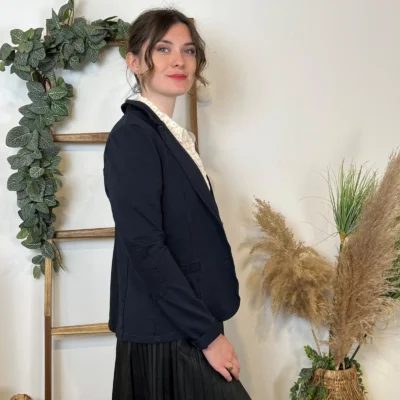 M424- Blazer coton uni (T36-T44) 🇮🇹 - marine - 40