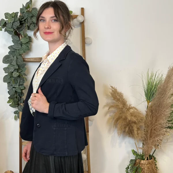 M424- Blazer coton uni (T36-T44) 🇮🇹 - marine - 40