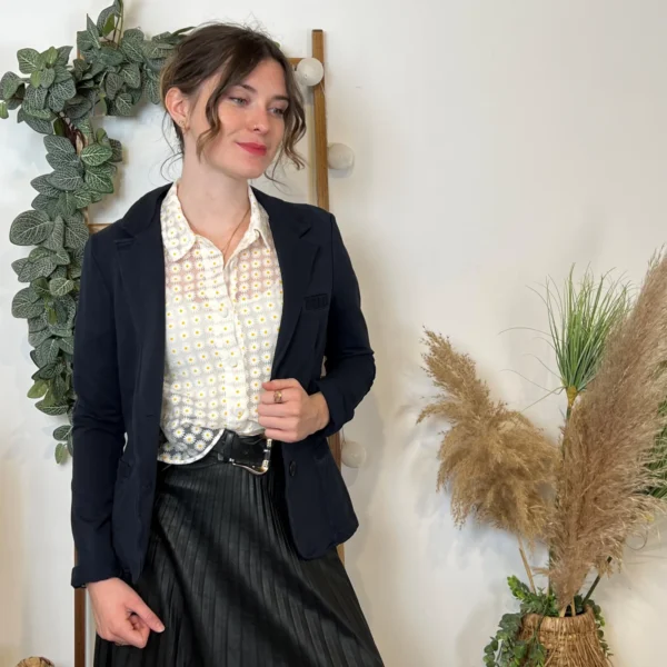 M424- Blazer coton uni (T36-T44) 🇮🇹 - marine - 40