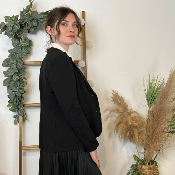 M424- Blazer coton uni (T36-T44) 🇮🇹 - noir - 40