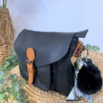 Sac cartable vintage - Flora & Co - noir-camel - taille-unique