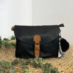 Sac cartable vintage - Flora & Co - noir-camel - taille-unique