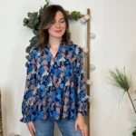 Blouse By One "Tropical" (T36-T40) - bleu-royal-marine - 38