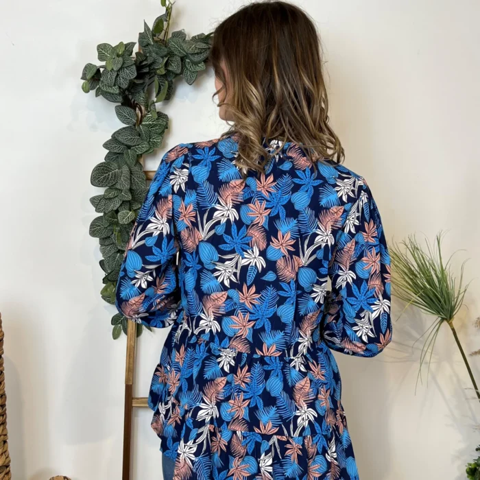 Blouse By One "Tropical" (T36-T40) - bleu-royal-marine - 38