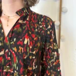 Blouse By One imprimé marbré - noir-multicolore - 38