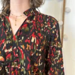 Blouse By One imprimé marbré - noir-multicolore - 38