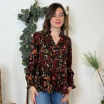 Blouse By One imprimé marbré - noir-multicolore - 38