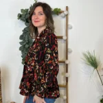 Blouse By One imprimé marbré - noir-multicolore - 38