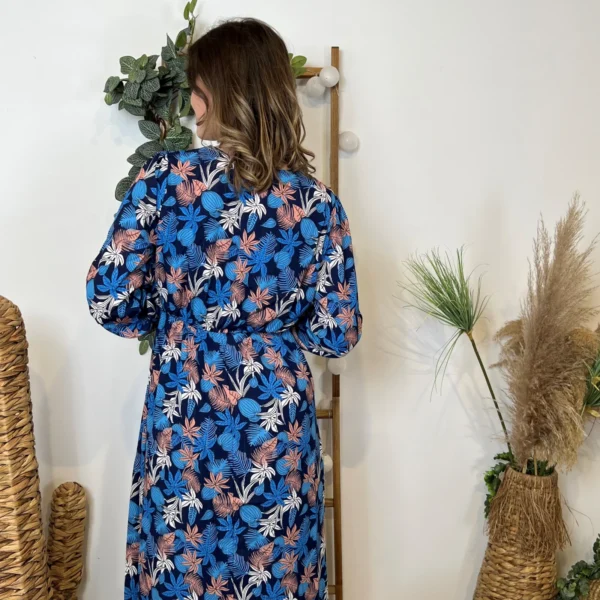M334- Robe By.One imprimé tropical (T36-T40) - bleu-royal - 38