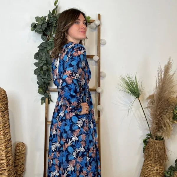 M334- Robe By.One imprimé tropical (T36-T40) - bleu-royal - 38