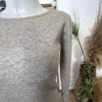 Pull col rond laine et cachemire femme TRICOTONIC T40 - taupe - 42