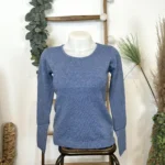 Pull col rond laine et cachemire femme TRICOTONIC T40 - bleu-indigo - 42