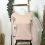 Pull col rond laine et cachemire femme TRICOTONIC T40 - rose-poudre - 42