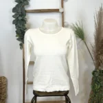 Pull col rond laine et cachemire femme TRICOTONIC T40 - ecru - 42