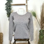 Pull col rond laine et cachemire femme TRICOTONIC T40 - gris - 42