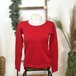 Pull col rond laine et cachemire femme TRICOTONIC T40 - rouge - 42