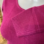Pull col rond laine et cachemire femme TRICOTONIC T40 - fuchsia-framboise - 42