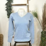 Pull col V laine et cachemire femme TRICOTONIC T40 - camel - 40