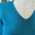Pull col V laine et cachemire femme TRICOTONIC T40 - bleu-canard - 40