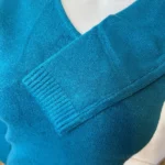 Pull col V laine et cachemire femme TRICOTONIC T40 - bleu-canard - 40