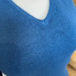 Pull col V laine et cachemire femme TRICOTONIC T40 - bleu-petrole - 40