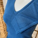 Pull col V laine et cachemire femme TRICOTONIC T40 - bleu-petrole - 40