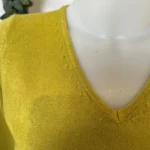 Pull col V laine et cachemire femme TRICOTONIC T40 - vert-anis - 40