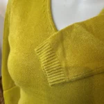 Pull col V laine et cachemire femme TRICOTONIC T40 - vert-anis - 40