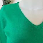 Pull col V laine et cachemire femme TRICOTONIC T40 - vert-bresil - 40