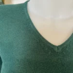 Pull col V laine et cachemire femme TRICOTONIC T40 - vert-sapin - 40