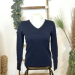 Pull col V laine et cachemire femme TRICOTONIC T40 - marine - 40