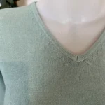 Pull col V laine et cachemire femme TRICOTONIC T40 - vert-celadon - 40