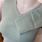 Pull col V laine et cachemire femme TRICOTONIC T40 - vert-celadon - 40
