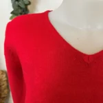 Pull col V laine et cachemire femme TRICOTONIC T40 - rouge - 40