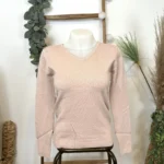 Pull col V laine et cachemire femme TRICOTONIC T40 - rose-poudre - 40