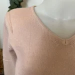 Pull col V laine et cachemire femme TRICOTONIC T40 - rose-poudre - 40