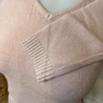 Pull col V laine et cachemire femme TRICOTONIC T40 - rose-poudre - 40