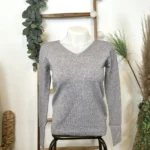 Pull col V laine et cachemire femme TRICOTONIC T40 - gris - 40