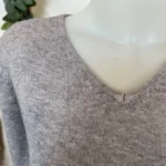 Pull col V laine et cachemire femme TRICOTONIC T40 - gris - 40