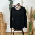Pull col rond laine et cachemire femme TRICOTONIC T44 - noir - 48