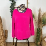 Pull col rond laine et cachemire femme TRICOTONIC T44 - fuchsia - 48