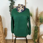 Pull col rond laine et cachemire femme TRICOTONIC T44 - vert-sapin - 48