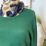 Pull col rond laine et cachemire femme TRICOTONIC T44 - vert-sapin - 48