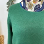 Pull col rond laine et cachemire femme TRICOTONIC T44 - vert-sapin - 48