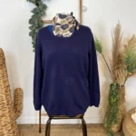Pull col rond laine et cachemire femme TRICOTONIC T44 - marine - 48