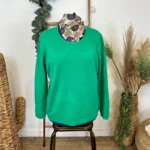 Pull col rond laine et cachemire femme TRICOTONIC T44 - vert-bresil - 48