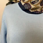 Pull col rond laine et cachemire femme TRICOTONIC T44 - bleu-ciel - 48