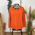 Pull col rond laine et cachemire femme TRICOTONIC T44 - rouille - 48